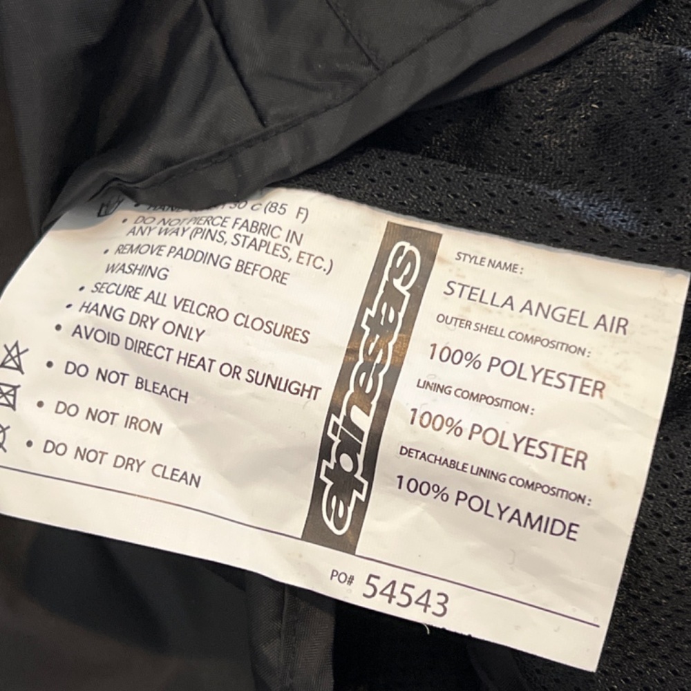 Beautiful Alpinestars Stella black  motorcycle jacket, XS - Picture 8 of 11